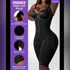 Snatched Body DC05L1 Post-Surgery Colombian Faja Without Bra XL Black